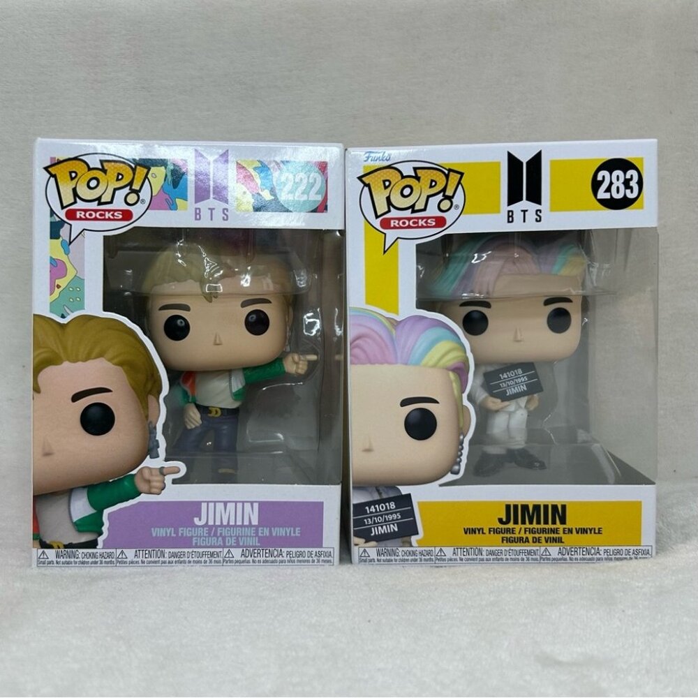 set of two BTS Jimin Funko Pops, Dynamite & Butter Edition 222 , 283 Preowned